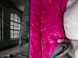 Cumming on Girlfriend's Pink Lining of PZ Down Jacket