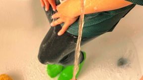 Soaped up and pissed on in shirt and leggings during a hot wetlook shower (Silent-Pee-Artwork)