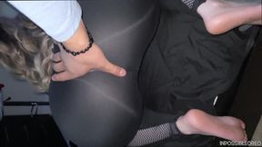 Athletic pawg takes black cock in black tights