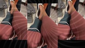 You Saw Her in the Waiting Room  Pink Toes in White Versace Slides