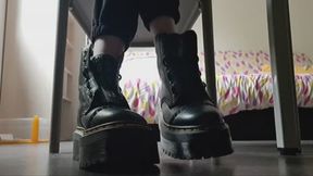 Shoeplay with Dr Martens boots under desk