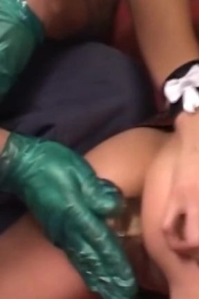 Gloved Fist Stretching Mature Ass Wide Open