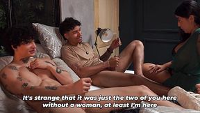 Stepmom Catches Stepson and Friend Jerking Off, Shows Them How Real Fucking Is Done