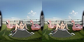Big Boobed Tattoo Sammy Masturbating With A Dildo In The Sun On Private Penthouse Rooftop