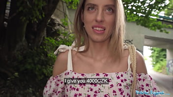 Blonde babe with big tits and the cutest ass gets fucked outdoors in public