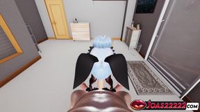 Kikyo Bunny Cosplay 3D Animation - Leather Gloves Glans Teasing, Big Tits Titjob, Sloppy Blowjob Cumshot
