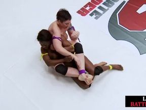 lezdom wrestler dominant with facesitting over curvy ebony
