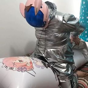 Silver PVC Sissy Maid Eva Kigurumi Inflatable Pillow Hump