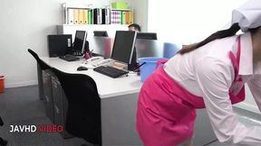 Chihiro Akino's Hardcore Blowjob Skills Impress Her Office Lady Friends with a Creampie