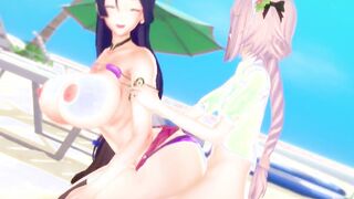 Fate - Astolfo x Raikou sex at beach