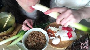 Fucking Leeks with Natto Food Prep