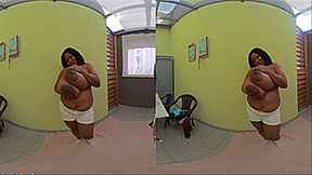VR180 3D - Pam's Big Breasts in a Lovely Bra and tight Silver Shirt (Clip No 2364 - Full HD mp4 version)