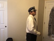 Horny Pilot With Hat Does Strip Tease