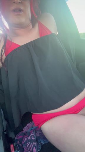 Sissy Dildo Car Ride