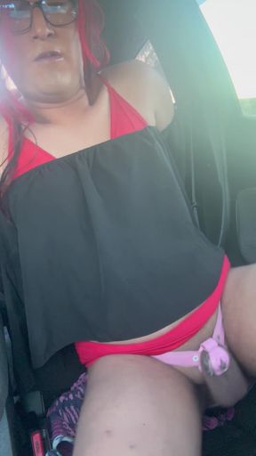 Sissy Dildo Car Ride