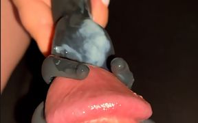 Very Close up Cumshot with Vibrator No Hands POV