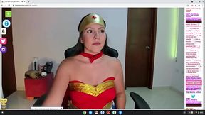 super horny wonder woman cosplay wants to fuck on cam