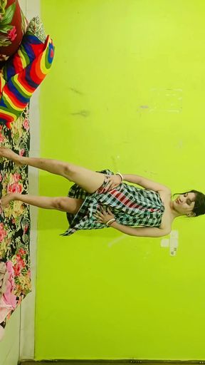 The girl is having fun with her body.