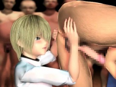 Horny 3D hentai girl eats ass crack