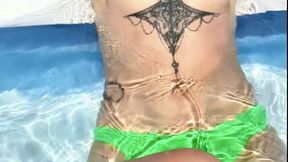 Poolside Topless Smoking Goddess