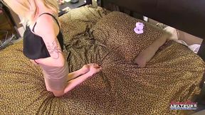 Myaa Slim Blonde Inked Girl Soft Feet Handjob Greedy Cum Finish!