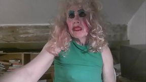 Fuckpig old pansy milf fag slut Sarah humiliatingly displays her  cum stained pink mini skirt, as smokes provocatively