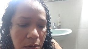 Hot MILF Masturbates in the Boss's Bathroom with Her Dildo and Moans with Pleasure