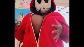 If ShyGuy Had Big Massive Boobs - Petite beauty with huge saggy tits self-sucks