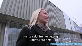 Amateur Sexy looking blonde takes cash for sex offer from stranger