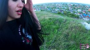 Goth slut fucked outdoors