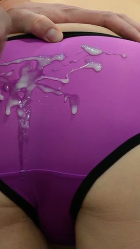 My Sexy Purple See Through Panties Patined in Cum   Clip 1