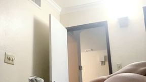 Huge glass dildo in my ass