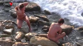 desperate babe sucks and rides hard, caught by a voyeur beach camera
