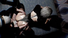 futa yorha 2b is having sex with another 2b unit - nier automata