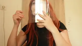 Step-sis plays with her own reflection