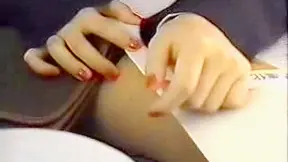 Office Lady Shows Her Smooth Shaved Pussy Close-Up