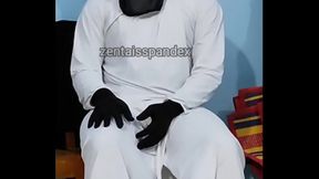 Zentai crossdresser burqa hijab mask  visit Mistress home