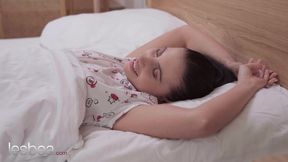Lesbea OOPS Wrong Bed! Arian Joy and Lilly Bella intimate pussy licking and scissoring orgasms