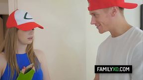 Nerd stepsister Dolly Leigh catches her stepbrother'_s cock instead of pokemons