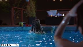 VIXEN - Janice Griffith and ivy wolfe sneak into backyard for nighttime pool fun