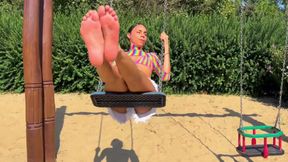 Pretty Latina slut hooks up while swinging in the playground