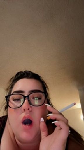 Smoking after a long day.