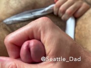 Blowing thick load into Buddy's Bush