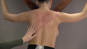 Brunette Amber bare back whip