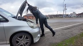 real driving in leather pants and boots aV3