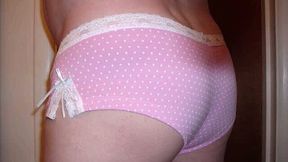 Husband's side show of his fat ass in my panties and lingerie
