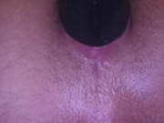 Bigger, thicker BBC dildo stretching his tight little ass