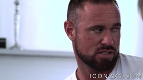 Hung studs engage in hardcore anal sex after erotic kissing