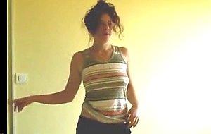 Shy mature wife with small empty saggy tits strips