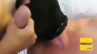 Twink Sucks Two Thick Cocks in Amateur Threesome